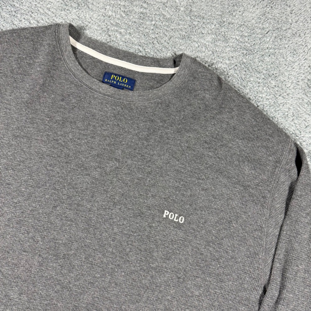 Polo Ralph Lauren Thermal  Mens 4XT Grey Waffle Knit  Long Sleeve Shirt Spell Ou
